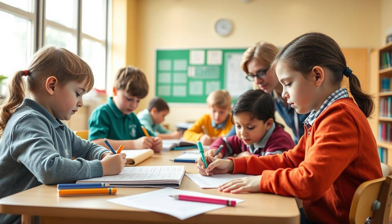 Student using a study guide to organize academic notes